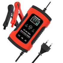 AGM배터리 12V 6A 완전 자동 배터리 충전 장치 디지털 펄스 수리 지능형 전원, 04 Red-EU Plug