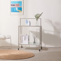 [(주)티에스퍼니처] 리프 모듈 2단 수납 트롤리, 선택:그린 / 2단:투명