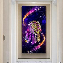 보석십자수 다이아몬트페인팅 보석비즈 huacan 5d diy diamond painting dream catcher full 자수 판매 깃털 모자이크 풍경 handmade, 전체 사각형 50x100cm