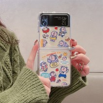 갤럭시 호환 Z플립 3 4 케이스 한국어 재미 있고 귀여운 노인 전화 삼성 Z 플립 Flip3 Flip4 5G 보호 커버 만화 충격 방지
