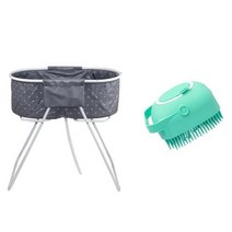 반려 동물 목욕 강아지 욕조 고양이 샤워 스파 브러시 접이식 스탠딩 중형 소형, 1.다크그레이+목욕브러시(랜덤)