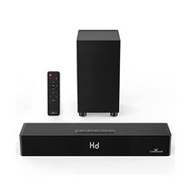 Soundbar with Subwoofer 2.1 Sound Bar for TV PC Gaming Surround System Speaker Bluetooth/HDMI ARC/Op, Matt LARKSOUND _Black