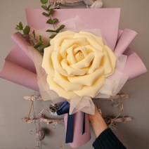 [플로라디자인]자이언트플라워 왕꽃 기념일꽃다발 로즈데이 에바폼플라워 시들지않는꽃 특별한꽃다발, 아이보리
