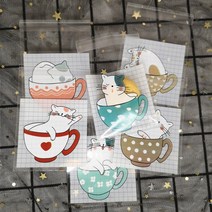 100pcs 7x7cm 만화 고양이 선물 가방 쿠키 포장 비스킷에 대 한 자체 접착 비닐 봉투 사탕 음식 케이크 패키지 파티 호의, 7x7x3cm, 혼합 6 디자인