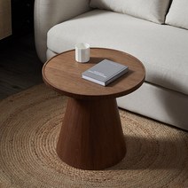 원형 테이블 라운드 우드 탁자 북유럽 디자인 인테리어 원목, 월넛 오목 60x70cm