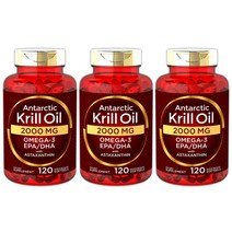 카일라일 미국직배송 크릴오일 2000mg 아스타잔틴600mcg 인지질 60mg 120소프트젤 정품, 120캡슐, 3병