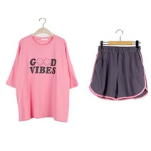 퍼니걸스 9236 루즈핏 배색 나염 프린팅 트레이닝 세트