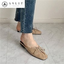 셀러허브 패션 [애슬릿] 여성 스퀘어 레이스업 리본 뮬 슬리퍼 1.5cm