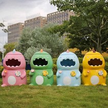 정원 조경 공룡 쓰레기통 정원소품 휴지통 놀이공원, 파란 공룡 쓰레기통