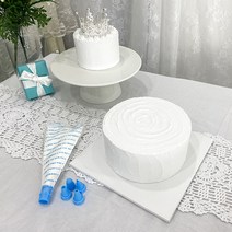 [브라이덜케이크] 크림 클레이 케이크 모형 만들기 DIY 세트 브라이덜샤워 백일 환갑 파티 소품, 스티로폼(12x8)+크림클레이(50g)+케이크판