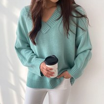 드레스날다 솔직 담백하게 루즈핏 브이넥 니트(knit556)