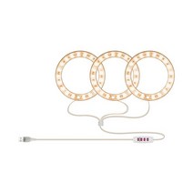 식물 조명등 led 나무 조명 스탠드 네 링 성장 빛 빛 전체 스펙트럼 실내 모종 꽃, 3링, 5v USB, 자연광