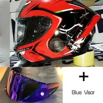 바이크 부품 풀페이스 오토바이 헬멧 X14 화이트 뒤 라이딩 모토크로스 레이싱, 03 A with blue visor_01 M