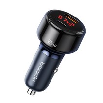 Toocki 65W 디스플레이 LED 2포트 PD PPS QC3.0 차량용 초고속 충전기, 블루