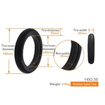 자전거 타이어 튜브 로드용 산악용 MTB 타이어교체 앞바퀴 뒷바퀴 교체 하이브리드 262422 161412.5108.5 In 자전거 솔리드 내마모성 에어리스 타이어 Anti, 14 X 2.50