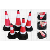 주차 금지 안전 원뿔 기둥 고무 바리게이트 팝업 반사, 높이 70cm 베이스 34x34