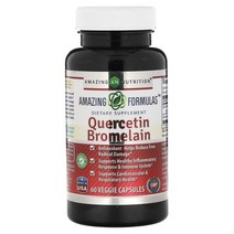 해외 3300001648 Amazing Nutrition Quercetin Bromelain 60 Veggie Capsules, One Color, One Size