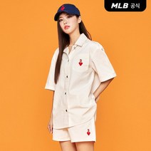 MLB 여성 하트 원포인트 솔리드 데님 반팔 셔츠 BOS (Cream) 205032