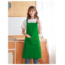 모올글래드 H형 생활방수 앞치마 식당 주방 카페 바리스타 앞치마 로고 자수 나염 가능, 그린, 1개