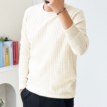 핏콕 남성용 울 캐시미어 스판 꽈배기 니트 라운드 빅사이즈