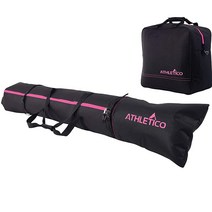 아틀레티코 Athletico 패딩 스키 가방 콤보 - 및 별도의 부츠 최대 200씨엠 CM 사이즈 13 보관 운반 여행용 모든 장비 장비를 보호하기 위해 처리 (블랙), Black with Pink Trim (Padded)