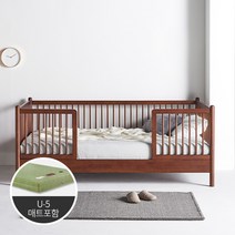 유씨엠 캐스터 고무나무 원목 가드형 데이베드 B형 침대 SS (U5매트포함), 내추럴