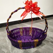 과일 상견례 출산 선물 바구니 짠 손 광장 등나무 포장, [07]  보라색직경 42x32cm 포장지 포함