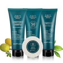 OPPEAL 마룰라 소울 여행용 사이즈 세면도구 3피스 세트 | 28 3g(1온스) 컨디셔닝 샴푸 바디 워시 페이셜 비누 앰버그리스 향 총 150개 손님을 위한 충분한 벌크 미국직