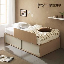 장인가구 벤스 슬라이딩 높은 빅수납침대 프레임SS 가드형, 화이트오크(가드_화이트)