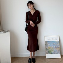 시크블랙 파리브 머메이드 랩 롱원피스