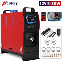 hcalory 자동차 히터 올인원 5-8kw 12v 공기 디젤 주차 히터 트럭 용 자동차 히터 모터 홈 보트 버스 LCD 스위치, 빨간색 12v 2kw