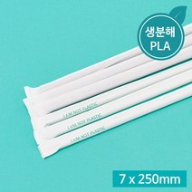 [IG] 생분해 PLA 빨대 화이트 7x250mm 소량 100개 (종이개별포장) 일회용 친환경 일자빨대, [IG] 7x250종이포장 PLA 흰색빨대 / 100개