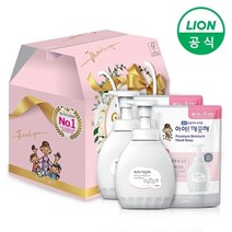 라이온 아이깨끗해 프리미엄 핸드워시 선물세트 450ml용기 2개+ 400ml리필 2개, 2.퓨어핑크 용기2개+리필2개