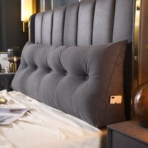 침대 머리 쿠션 소프트백 삼각 롱 쿠션 침대 머리 없는 침실 숙소 다다미 침대 머리 큰 등받이 탈부착 세탁 가능, 엘레강스 그레이(시니어 탈부착 가능), 100x50x20cm (3단추는 0.9-1m 침대 적