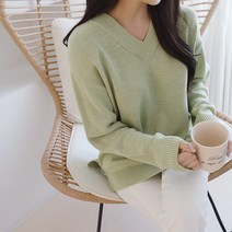 벨르디아망 여성 브이넥 니트