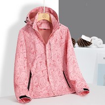 에버유어스 아웃도어 등산복 바람막이 여자 봄가을 얇은 후드 야상 방수 등산복 카모 핑크 카무플라주퍼플