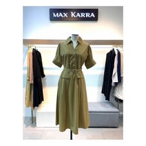 [막스카라] [W몰 ] 카라넥 스판 A라인 벨티드 원피스 M22QWO341MEK1