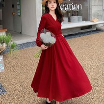 요모조모 1385 브이넥 플레어 롱 원피스
