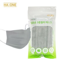 하원 국내생산 일회용 3중필터 마스크 중형 그레이, 1개, 10매