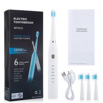 오랄비호환 필립스호환 오아호환 전동칫솔모 USB 충전식 6 모드 치과 교정 전동 칫솔 성인용 방수 부드러, 한개옵션1, 01 WHITE