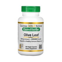 CGN 캘리포니아골드뉴트리션 올리브 잎추출물 EuroHerbs 유럽 품질 500mg 베지 캡슐 180정 Stearic Acid NonGMO 말토덱스트린 스테아르산
