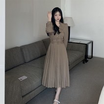 겨울 돌맘원피스 빅사이즈 77 88 롱 원피스 카라 주름 치마 A15