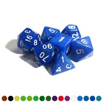 꽁스 마블링 다면체 주사위 7종 세트, 단색-파랑(펄)