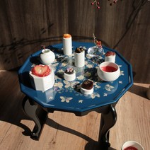 전통 원목 자개 교자상 다과상 호족반 밥상, 블루