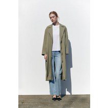국내정품 ZARA 자라 코튼 롱 트렌치 코트 - 카키
