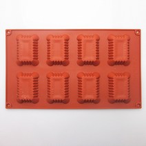 실리콘 무스 8 심지어 직사각형 실리콘 케이크 금형 DIY 베이킹 젤리 케이크 쿠키 금형, 29*17, 브릭 레드