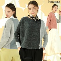 플리츠미 23 SPRING 멜란지 컬러블록 플리츠 블라우스