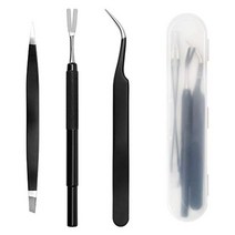 coitek 3 in 1 진드기 제거제 키트 검은 진드기 제거제 핀셋 애완견 고양이 보관 상자가 있는 인간용 스테인레스 스틸 진드기 제거제 도구 세트