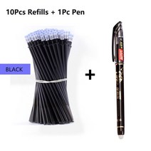 51Pcs 지울 수있는 BallPen 3 색 잉크 젤 펜 세트 리필 0.5mm 볼펜 학교 사무실 비즈니스 쓰기 용품 편지지, 18 1Pen 10 Refill Black