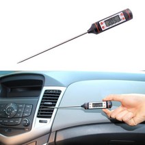 new car air condition 콘센트 바늘 유형 lcd 디지털 게이지 체크 주방 온도계 범위 마이너스 50 0 300도, 01 Black Not Battery
